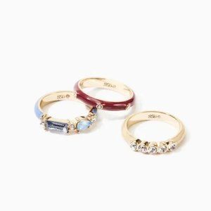 New Stella & Dot Enamel Ring Set of 3 - multi Size 9
